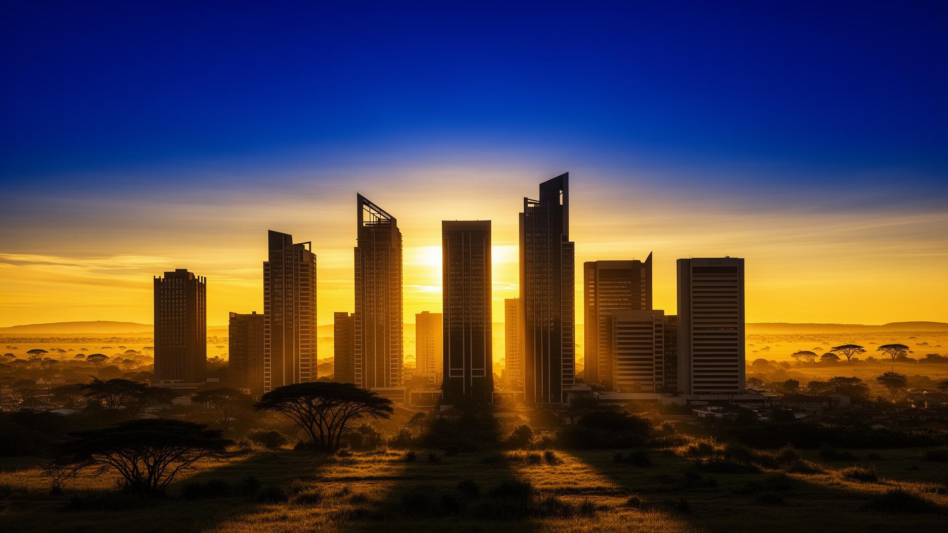 Nairobi skyline at golden hour